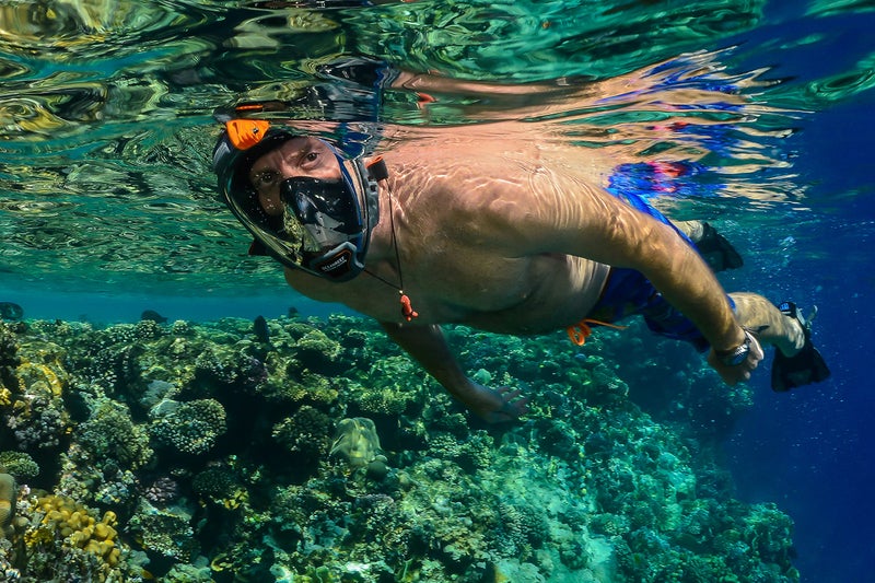 OCEANREEF OCEAN REEF - Aria QR + Quick Release Snorkeling Mask - Full Face Snorkeling Mask - 180 Degree Underwater Vision - 5 Colors and 3 Sizes - Black Color - Size S/M - Image 3